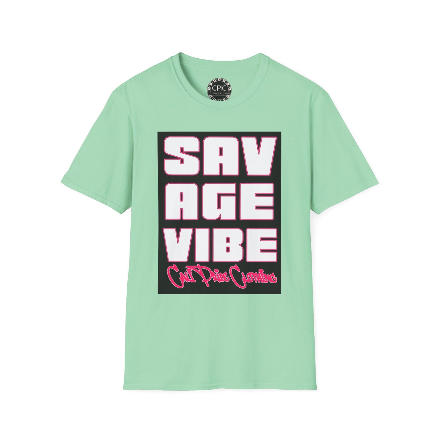 "Savage Vibe Graffiti Block" Series, Neon Pink outlined logo w black — CaliPride Clothing