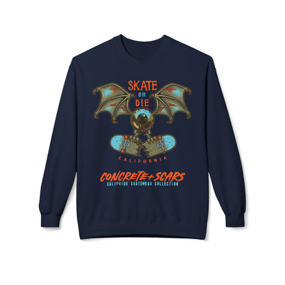 Concrete & Scars Collection - Skate or Die Crazy Eye, Graphic Sweatshirt — CaliPride Clothing