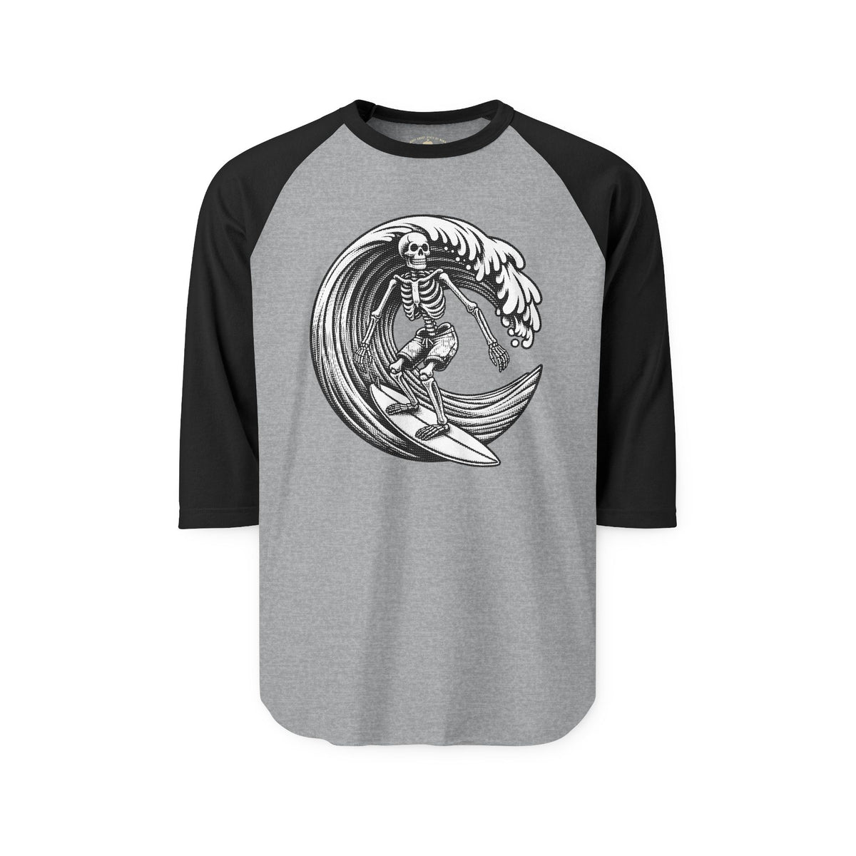 Surf & Skate Collection - Solo Swellen, Vintage Skeleton Graphic Raglan Tee — CaliPride Clothing