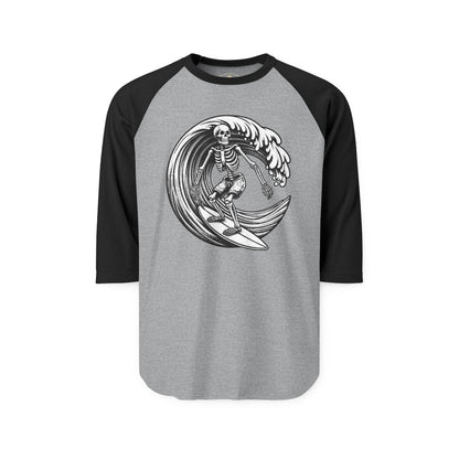 Surf & Skate Collection - Solo Swellen, Vintage Skeleton Graphic Raglan Tee — CaliPride Clothing