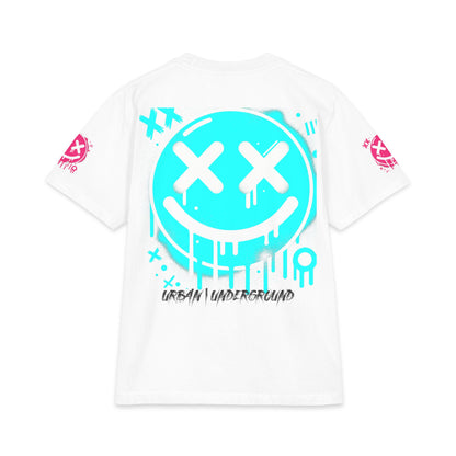 Urban Underground Collection - Neon Drip, X'd Out Smiley, Graphic 4-way T Shirt - CaliPride Clothing