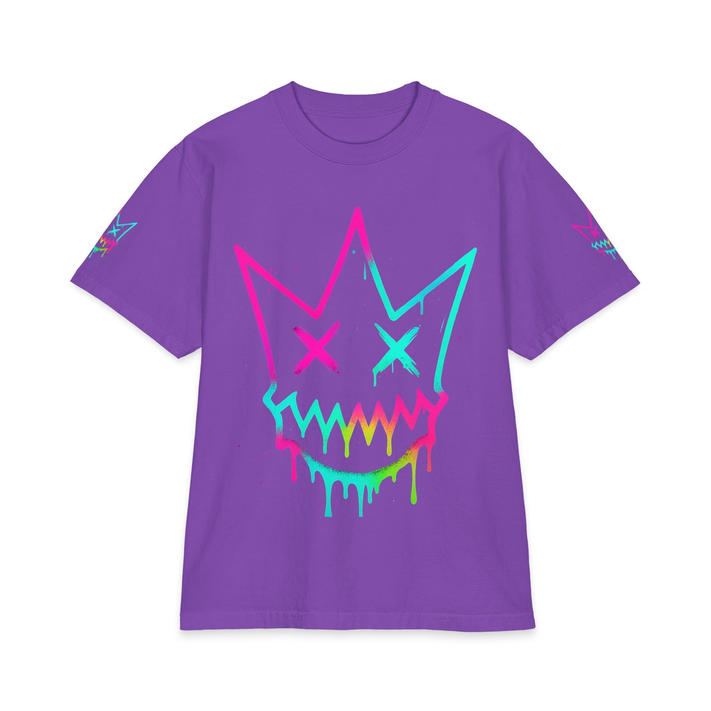Urban Underground Collection - Neon Drip, Crown Face, Graphic 4-way T Shirt - CaliPride Clothing