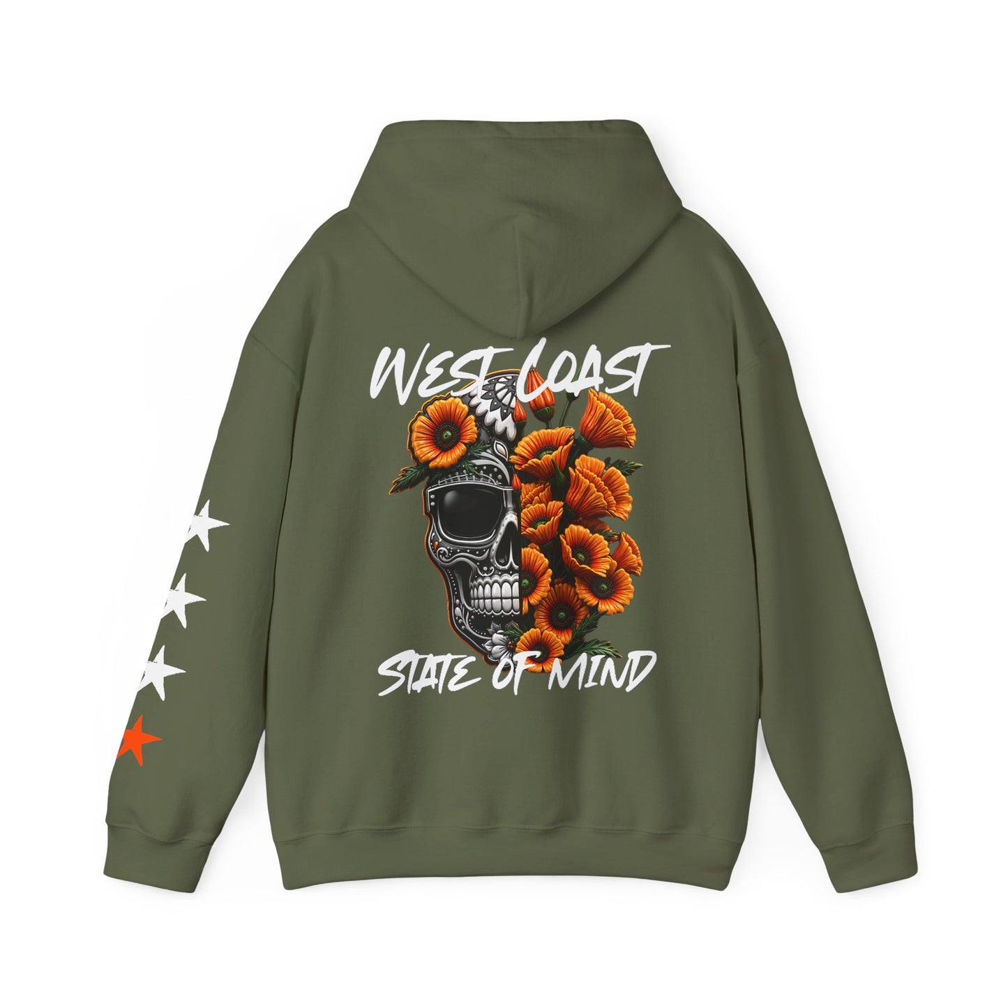 Urban Underground Collection | West Coast State of Mind - Floral Poppy & Sugar Skull Hoodie | CaliPride Clothing