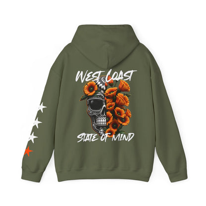 Urban Underground Collection | West Coast State of Mind - Floral Poppy & Sugar Skull Hoodie | CaliPride Clothing