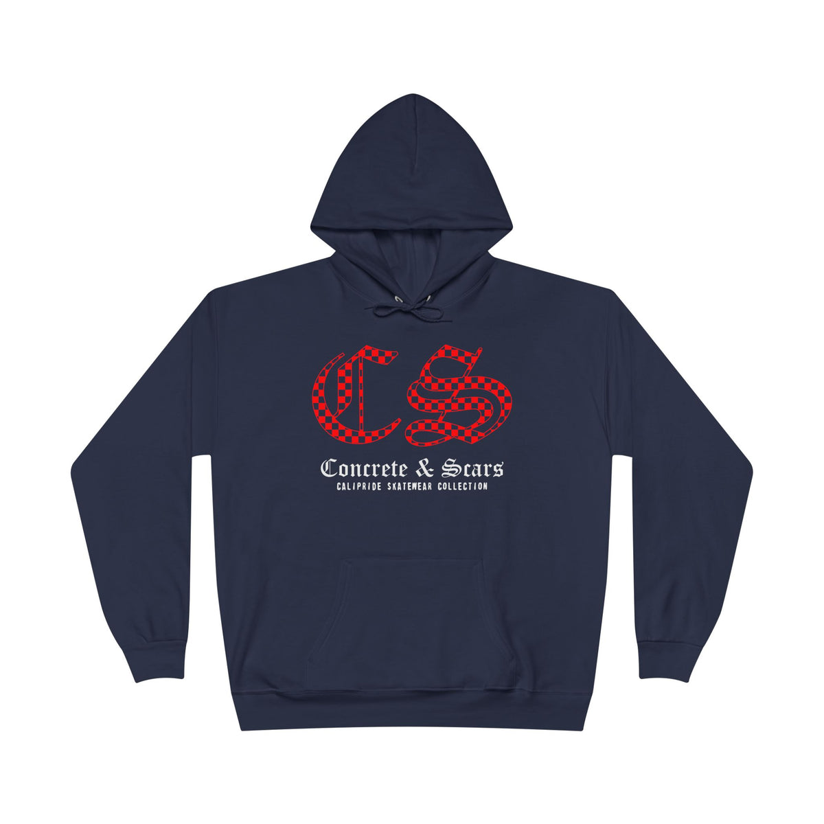 Concrete & Scars Collection - Checkered Old English, Graphic Hoodie — CaliPride Clothing