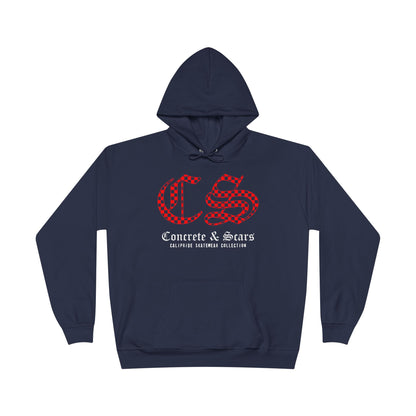 Concrete & Scars Collection - Checkered Old English, Graphic Hoodie — CaliPride Clothing