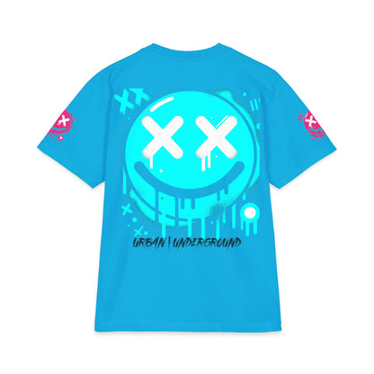 Urban Underground Collection - Neon Drip, X'd Out Smiley, Graphic 4-way T Shirt - CaliPride Clothing