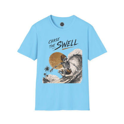 Skate & Surf Collection - "Chase the Swell", Vintage Skeleton Graphic T-Shirt — CaliPride Clothing