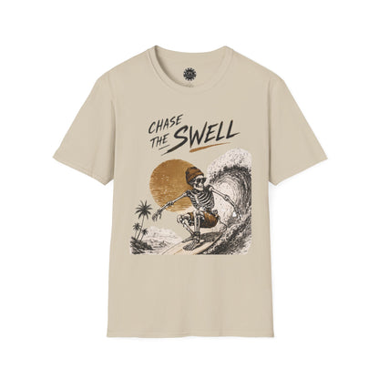 Skate & Surf Collection - "Chase the Swell", Vintage Skeleton Graphic T-Shirt — CaliPride Clothing