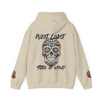 Urban Underground Collection - West Coast State of Mind, Checkers & Cherries Sugar Skull Hoodie - CaliPride Clothing