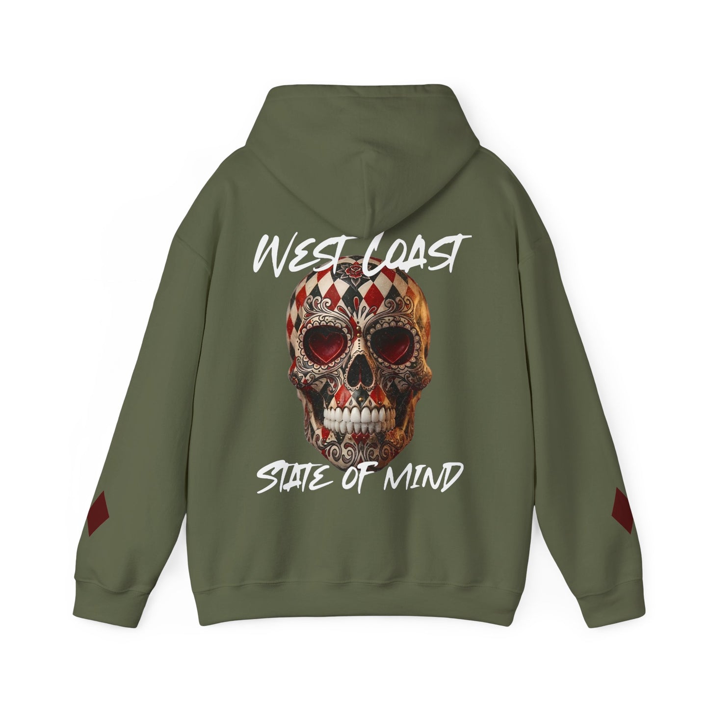 Urban Underground Collection | West Coast State of Mind - Diamond & Hearts Sugar Skull Hoodie - CaliPride Clothing