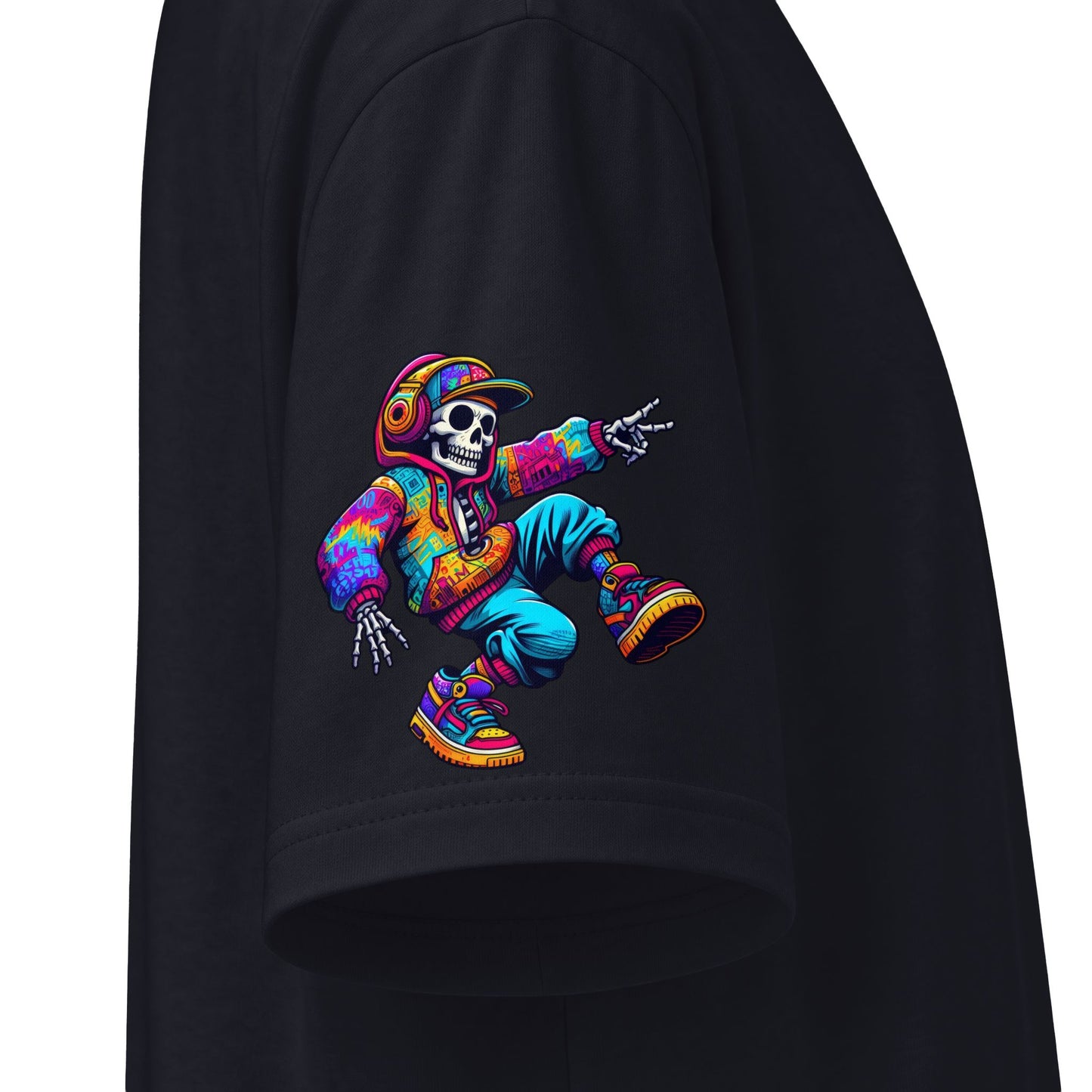 Urban Underground Collection - Neon Drip, Skeleton Jam, Graphic 4-way T Shirt - CaliPride Clothing