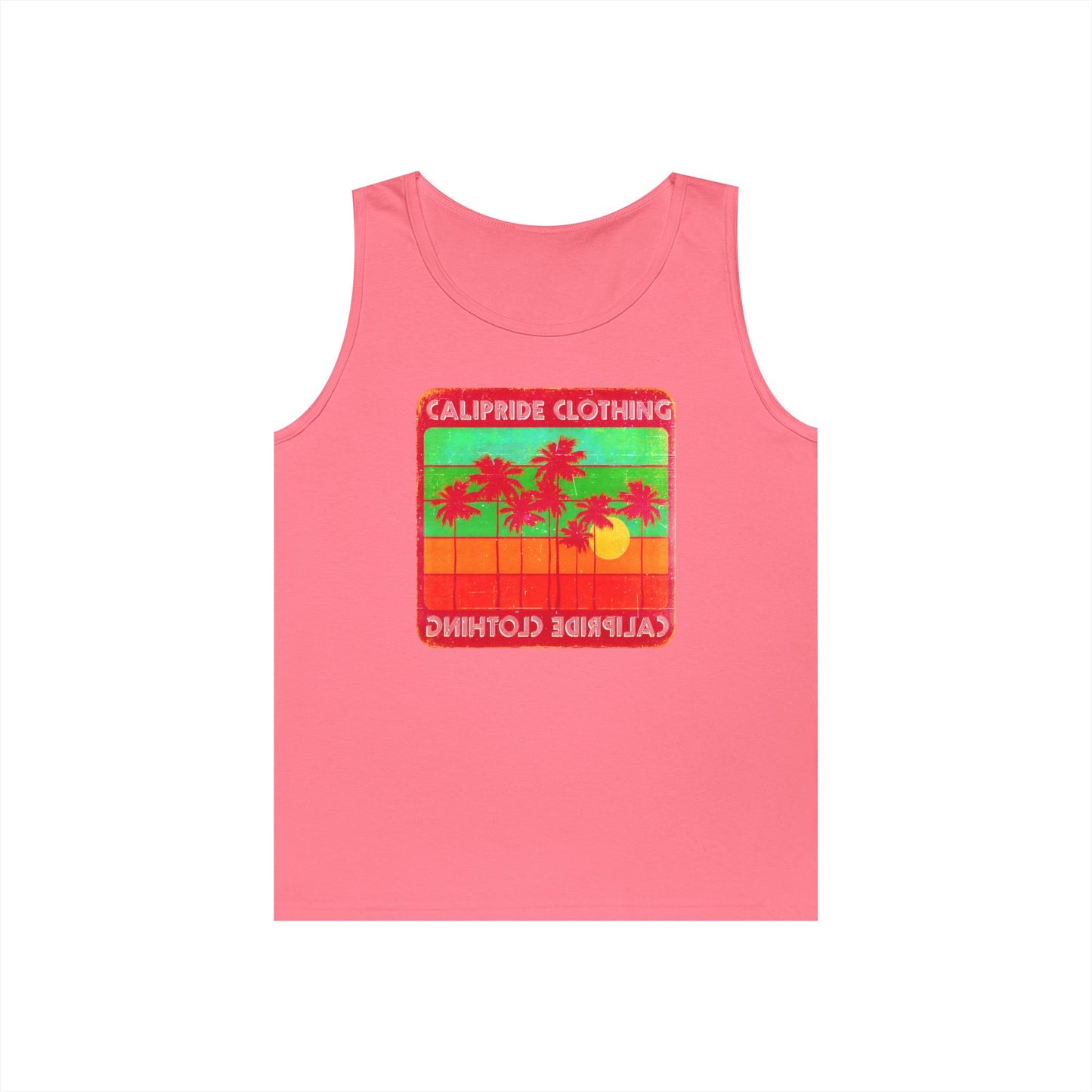 Retro Sun and Palms Silhouette Graphic Tank Top