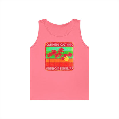 Retro Sun and Palms Silhouette Graphic Tank Top