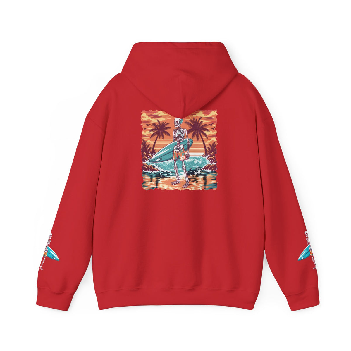 Surf & Beach Collection - Skeleton Sunset Surfer, Graphic Hoodie - CaliPride Clothing
