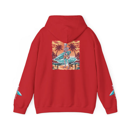 Surf & Beach Collection - Skeleton Sunset Surfer, Graphic Hoodie - CaliPride Clothing
