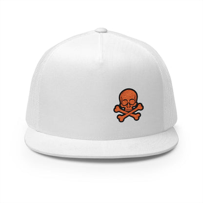 Urban Underground Collection - Red Skull & Crossbones, Flat bill Trucker snapback, five panel, embroidered - CaliPride Clothing