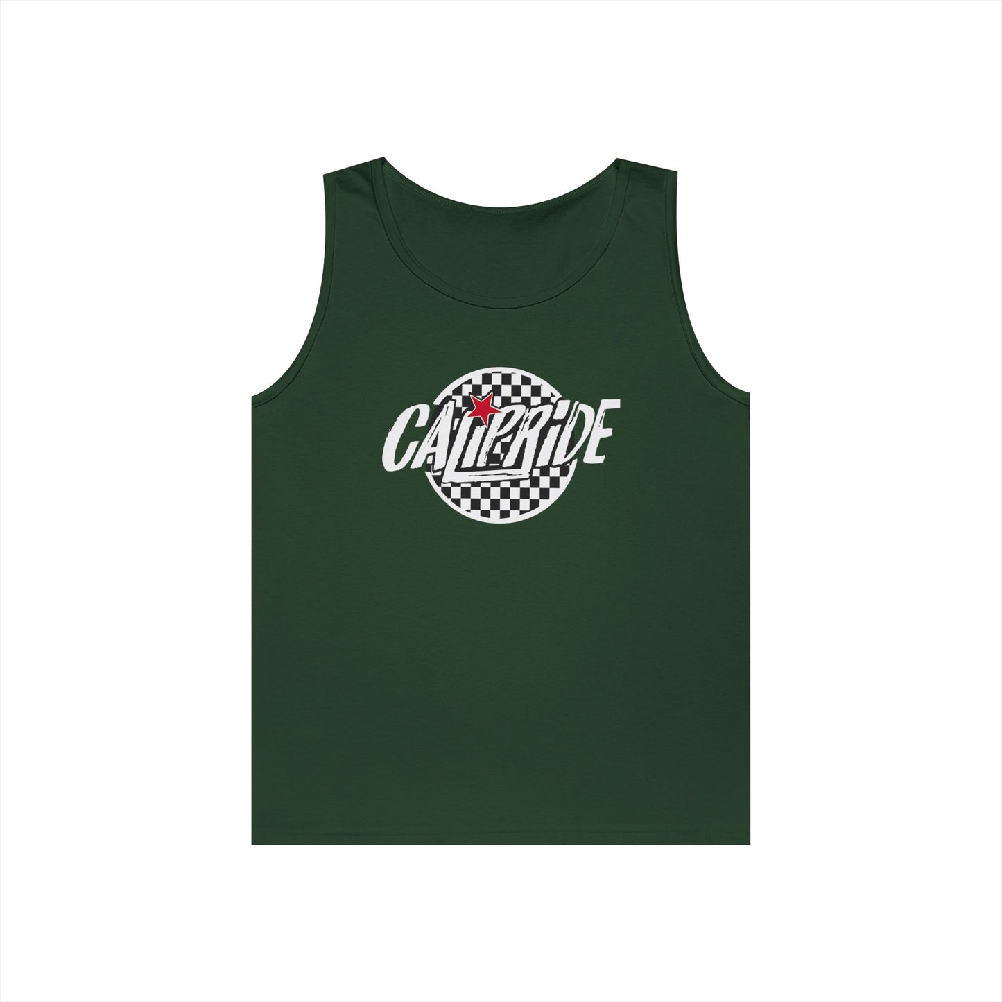 CaliPride Checkered Logo Tank Top | white logo