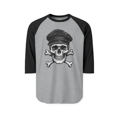 Pacific Works Collection - Raglan, Crossbones Sailor, Vintage Skeleton Graphic Raglan Tee — CaliPride Clothing