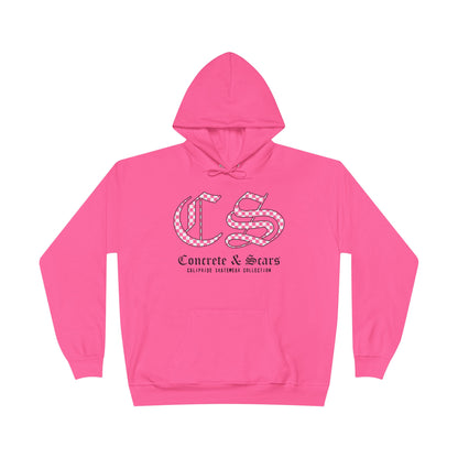 Concrete & Scars Collection - Checkered Old English, Graphic Hoodie — CaliPride Clothing