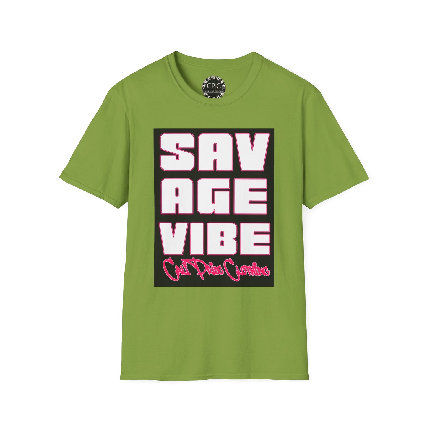"Savage Vibe Graffiti Block" Series, Neon Pink outlined logo w black — CaliPride Clothing
