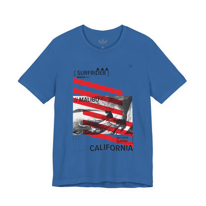 Surf & Beach Collection - Red Stripe, Malibu, Graphic T-Shirt - CaliPride Clothing