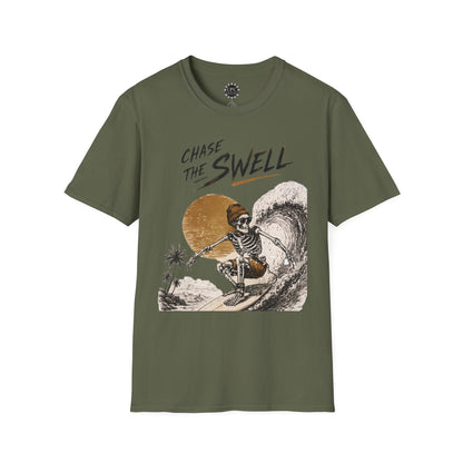 Skate & Surf Collection - "Chase the Swell", Vintage Skeleton Graphic T-Shirt — CaliPride Clothing