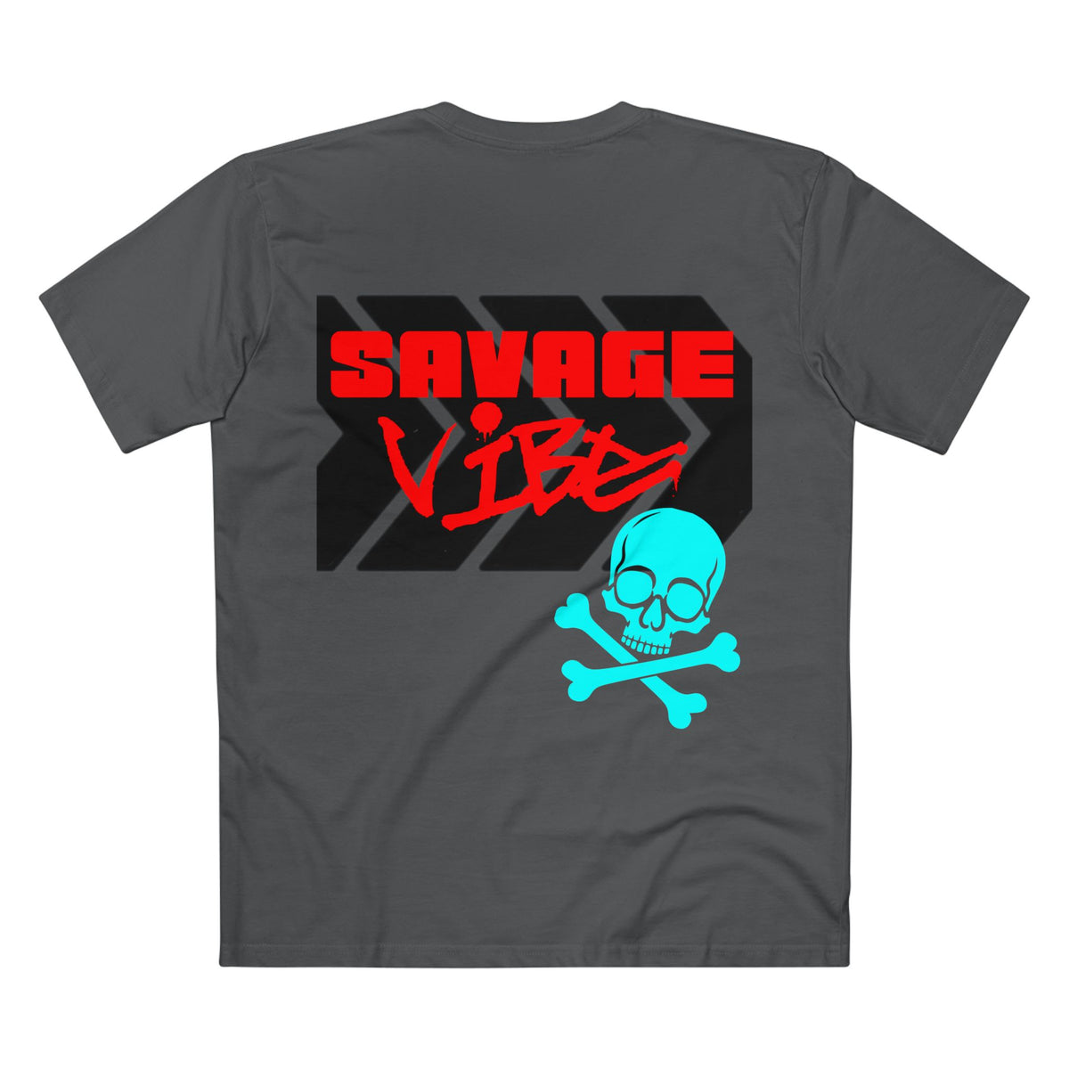 Urban Underground Collection | Savage Vibe series - Skull Trax, Neon Red & Turquoise, Premium Graphic Tee — CaliPride Clothing