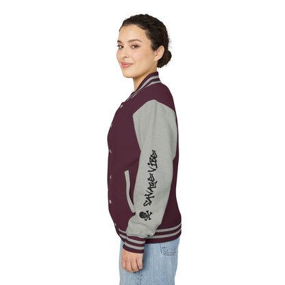 Urban Underground Collection - Savage Vibe, Bone Drop Graphic Letterman Jacket | CaliPride Clothing