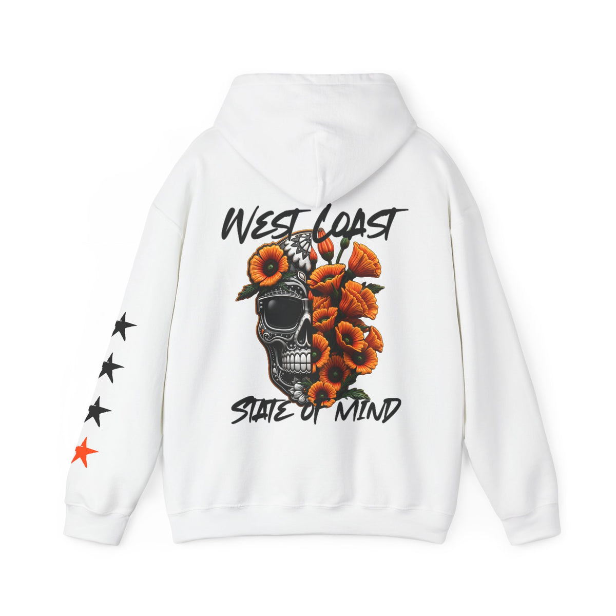 Urban Underground Collection | West Coast State of Mind - Floral Poppy & Sugar Skull Hoodie | CaliPride Clothing