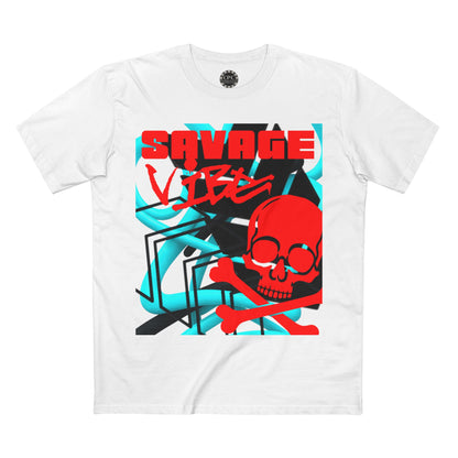 Urban Underground Collection | Savage Vibe series - Skull Trax, Neon Red & Turquoise, Premium Graphic Tee — CaliPride Clothing