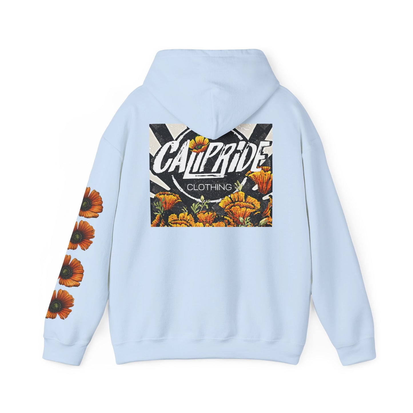 Sunburst Poppy Hoodie w Poppies | CaliPride Clothing black logo