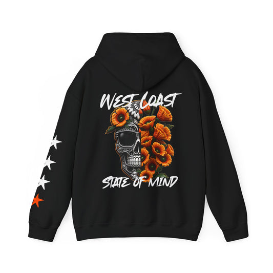 Urban Underground Collection | West Coast State of Mind - Floral Poppy & Sugar Skull Hoodie | CaliPride Clothing