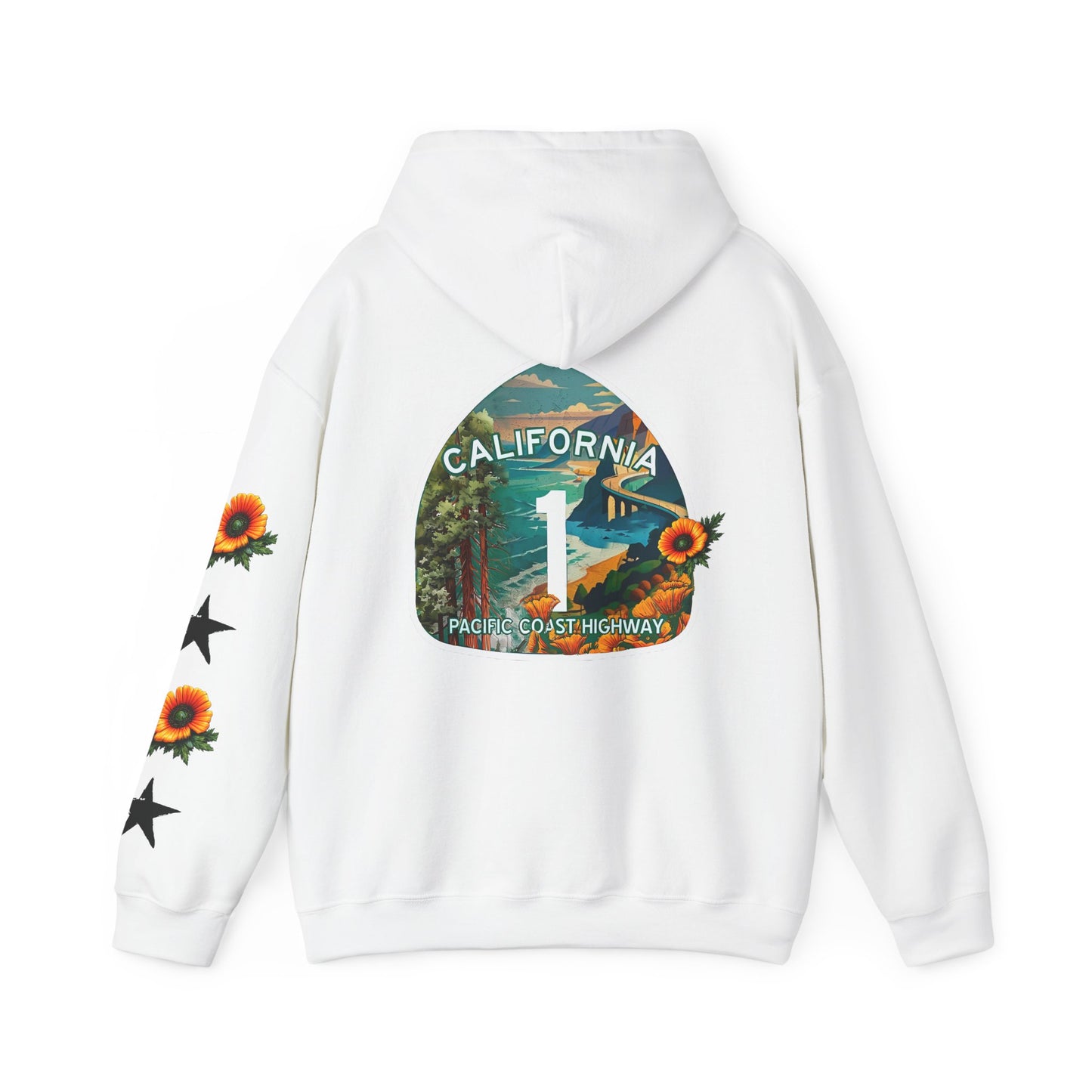 Pacific Coast Highway Hoodie & California Poppies | CaliPride Clothing