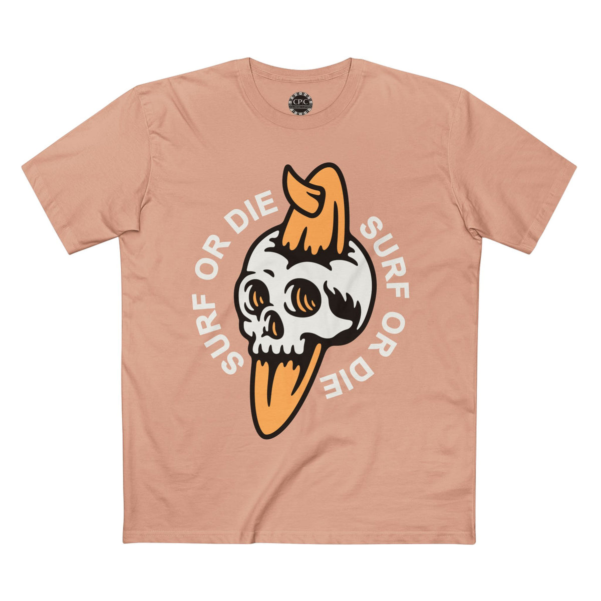 Surf & Beach Collection - "Surf or Die" Skull and Board, Premium Graphic Tee — CaliPride Clothing