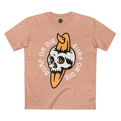 Surf & Beach Collection - "Surf or Die" Skull and Board, Premium Graphic Tee — CaliPride Clothing