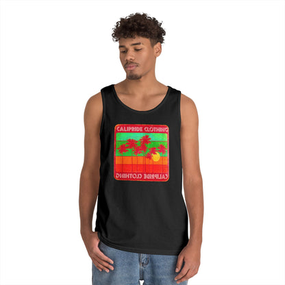 Retro Sun and Palms Silhouette Graphic Tank Top