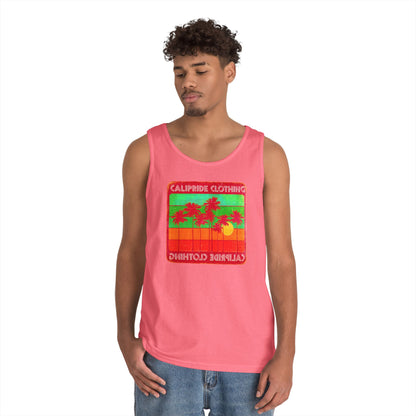 Retro Sun and Palms Silhouette Graphic Tank Top