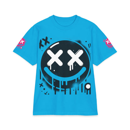 Urban Underground Collection - Neon Drip, X'd Out Smiley, Graphic 4-way T Shirt - CaliPride Clothing