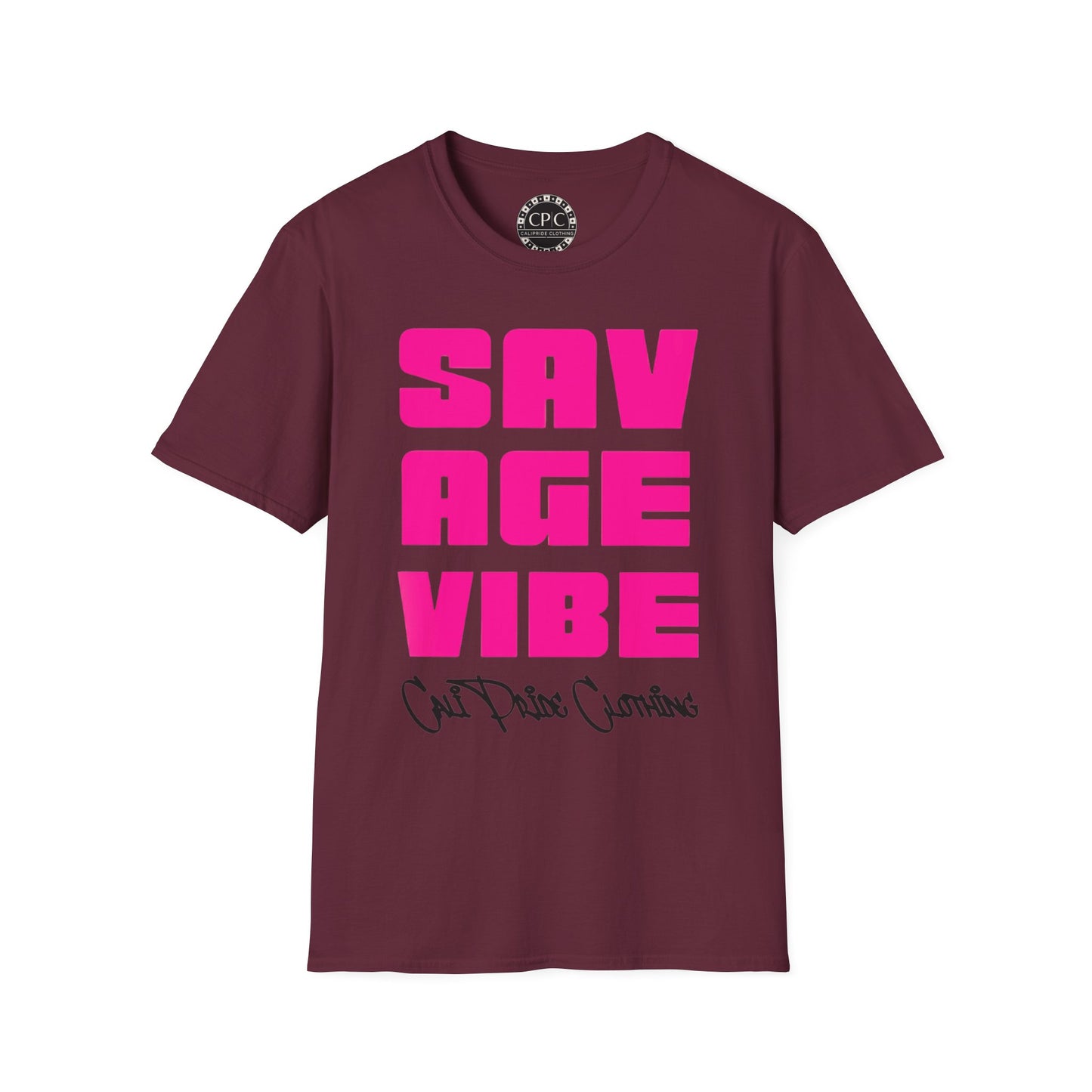 "Savage Vibe Graffiti Block" Series, Solid Neon Pink T Shirt — CaliPride Clothing