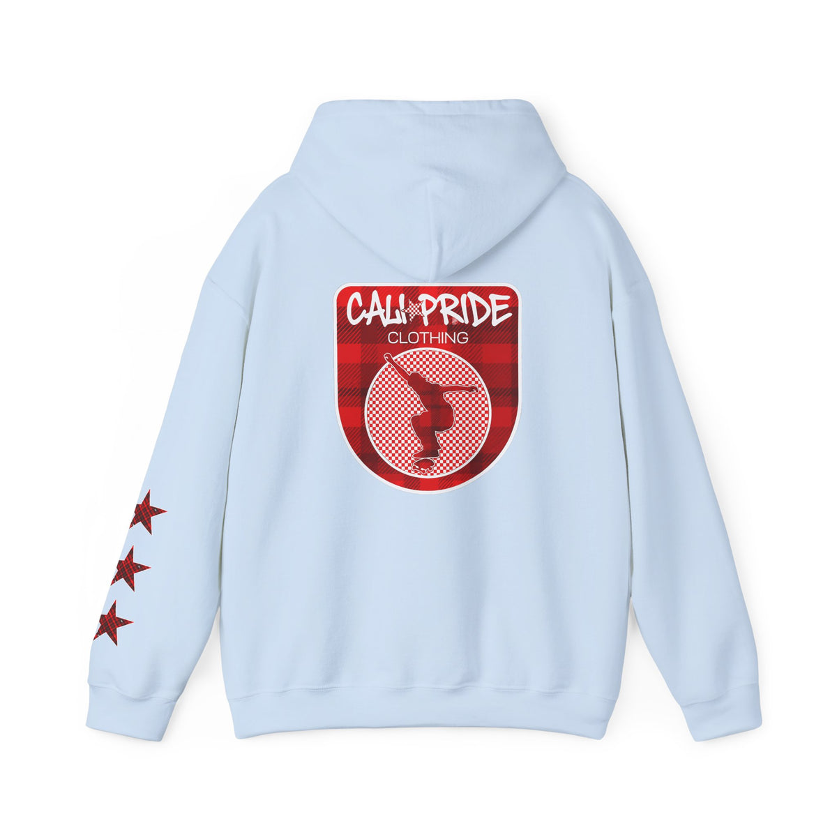 Skate & Surf Collection - CALI | CULTURE, Red Plaid Emblan w Stars Hoodie - CaliPride Clothing