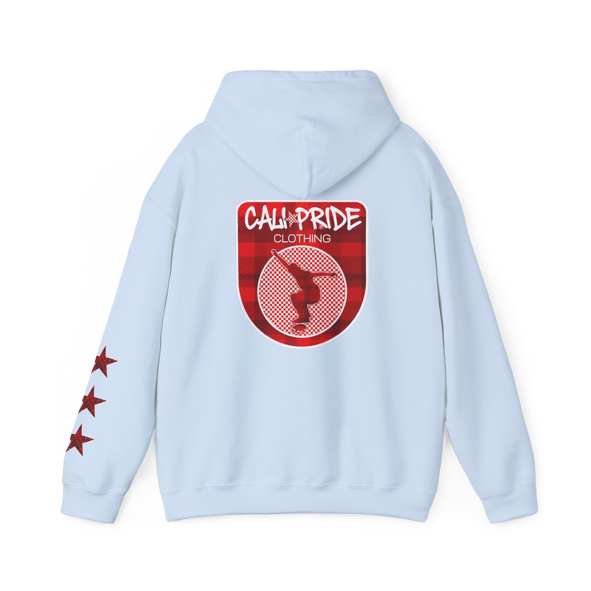 Skate & Surf Collection - CALI | CULTURE, Red Plaid Emblan w Stars Hoodie - CaliPride Clothing