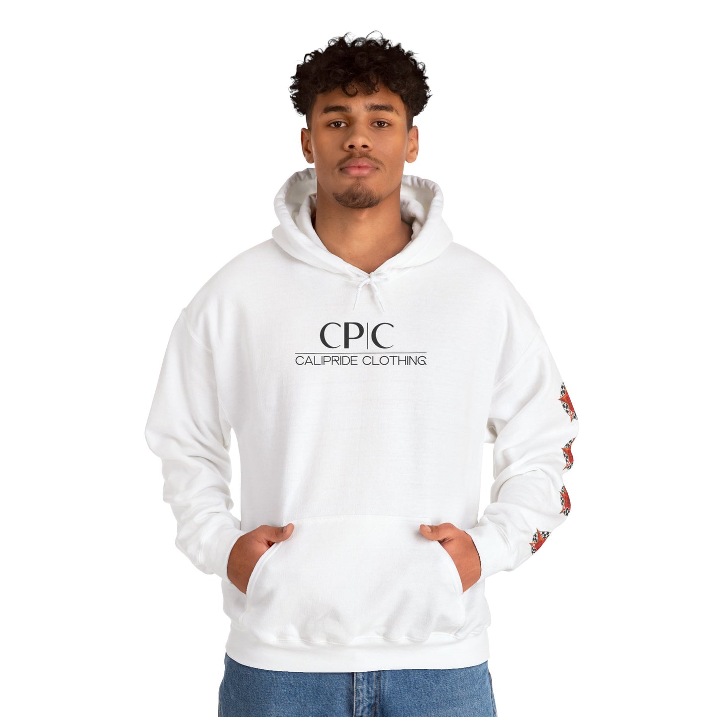 Skater Silhouette Sweatshirt, Red Plaid w Stars | CaliPride Clothing