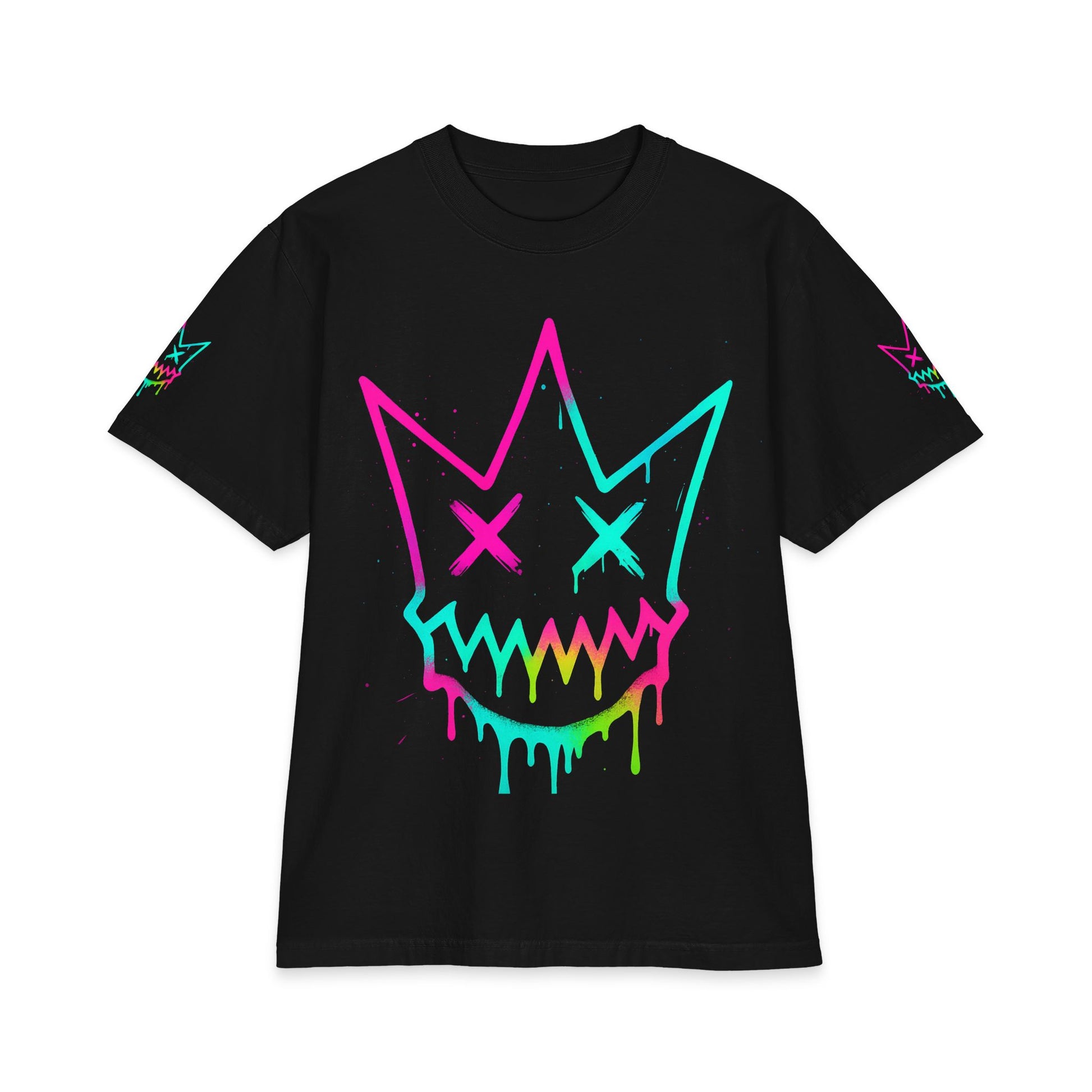 Urban Underground Collection - Neon Drip, Crown Face, Graphic 4-way T Shirt - CaliPride Clothing