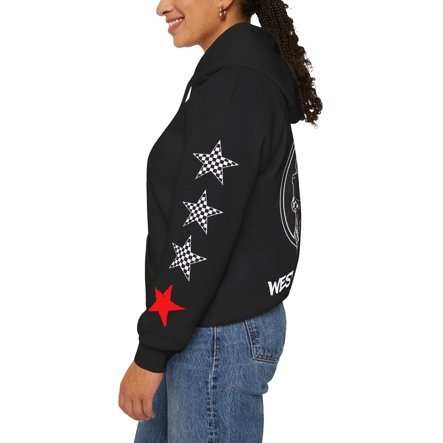 'West Coast Vibe', Checkered Sugar Skull & Stars Hoodie - CaliPride Clothing