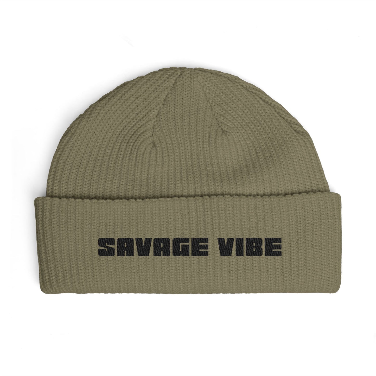 Urban Underground Collection - Savage Vibe, Cuff Beanie, Embroidered Streetwear Knit Hat - CaliPride Clothing
