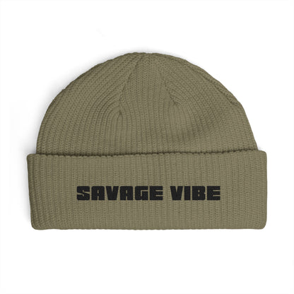 Urban Underground Collection - Savage Vibe, Cuff Beanie, Embroidered Streetwear Knit Hat - CaliPride Clothing