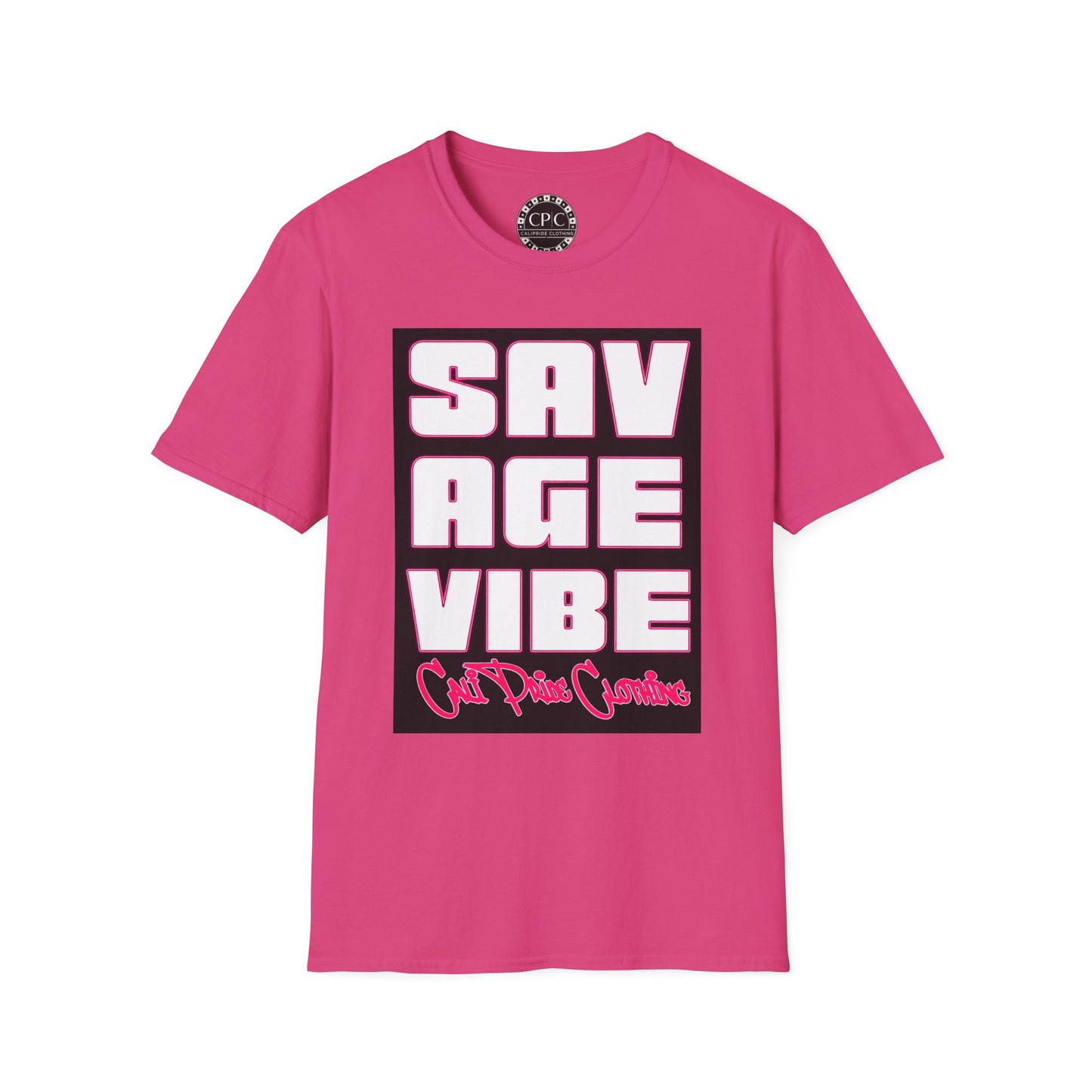 "Savage Vibe Graffiti Block" Series, Neon Pink outlined logo w black — CaliPride Clothing