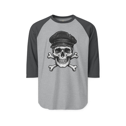 Pacific Works Collection - Raglan, Crossbones Sailor, Vintage Skeleton Graphic Raglan Tee — CaliPride Clothing
