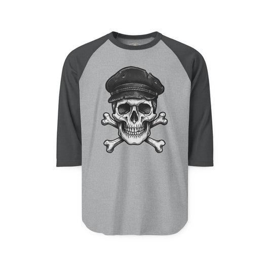 Pacific Works Collection - Raglan, Crossbones Sailor, Vintage Skeleton Graphic Raglan Tee — CaliPride Clothing